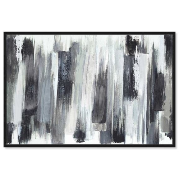Different Strokes Canvas Modern Black White Abstract Wall Art by Art Remedy, Black Frame, 45" x 30"