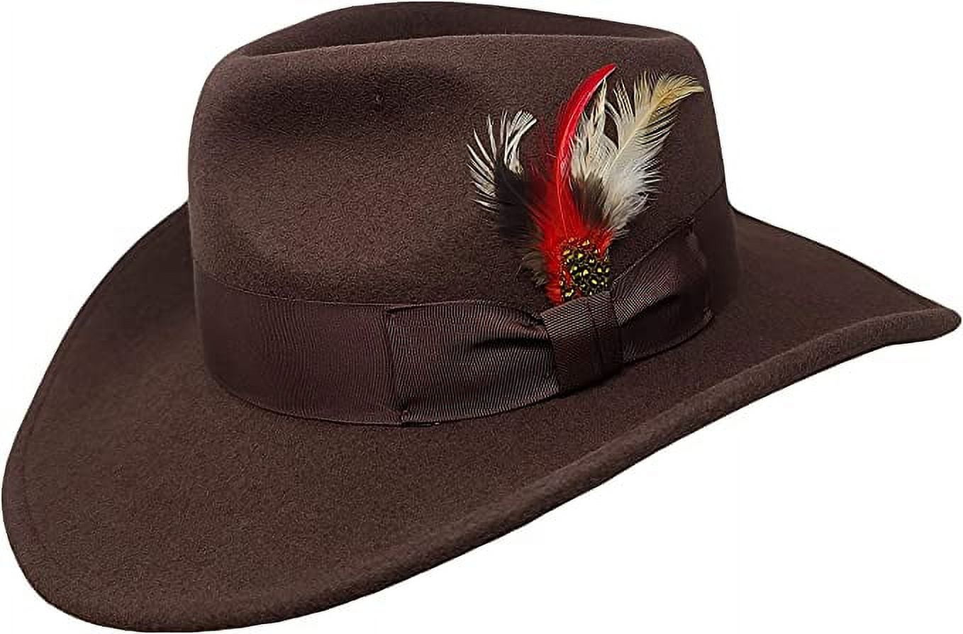 Different Touch 100% Wool Felt Indiana Jones Cowboy Outback Western Fedora Hat