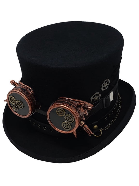 100% Wool Felt Victorian Mad Hatter Steampunk 6" Tall Magic Top Hats