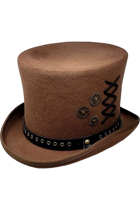 100% Wool Felt Victorian Mad Hatter Steampunk 6" Tall Magic Top Hats