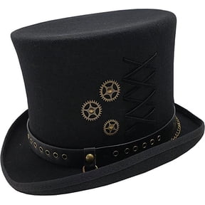 Different Touch 100% Wool Felt Victorian Mad Hatter Steampunk 6" Tall Magic Top Hats