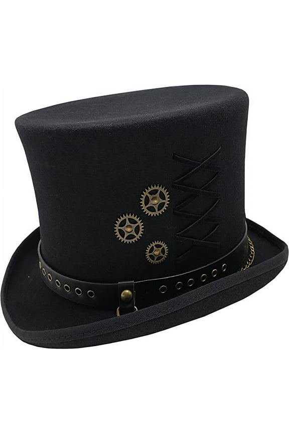 100% Wool Felt Victorian Mad Hatter Steampunk 6" Tall Magic Top Hats