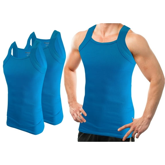 Different Touch 2 Pack Assorted Colors G-unit Tank Tops Square Cut Muscle Rib for Men