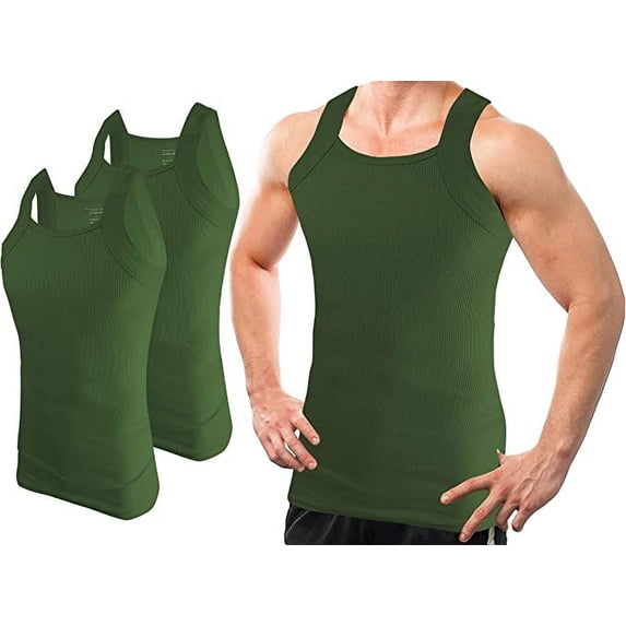 Different Touch 2 Pack Assorted Colors G-unit Tank Tops Square Cut Muscle Rib for Men