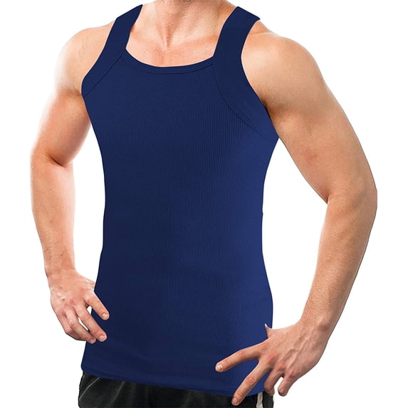 Different Touch 2 Pack Basic Colors G-unit Tank Tops Square Cut Muscle Rib for Men