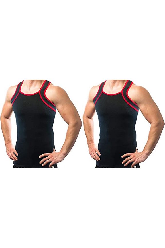 2 Pack Contrast Color G-Unit Tank Tops Muscle Rib Men Adult