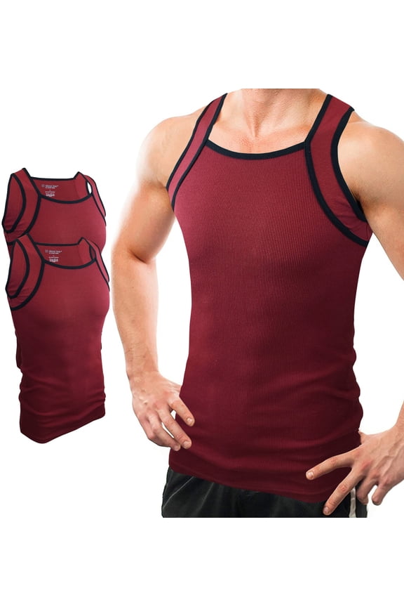 2 Pack Contrast Color G-Unit Tank Tops Muscle Rib Men Adult