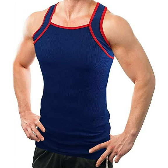 Different Touch 2 Pack Contrast Color G-Unit Tank Tops Muscle Rib Men Adult