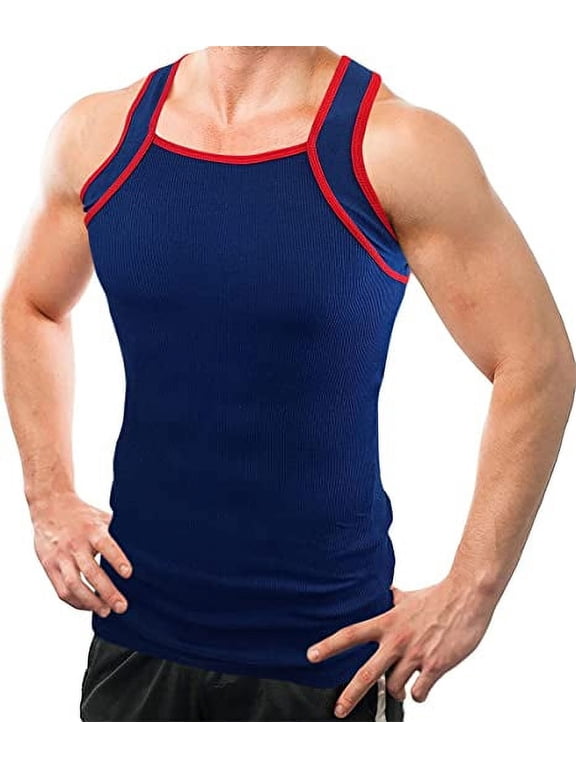 2 Pack Contrast Color G-Unit Tank Tops Muscle Rib Men Adult