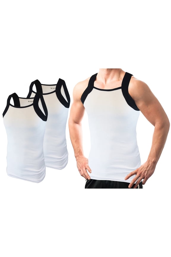 2 Pack Contrast Color G-Unit Tank Tops Muscle Rib Men Adult