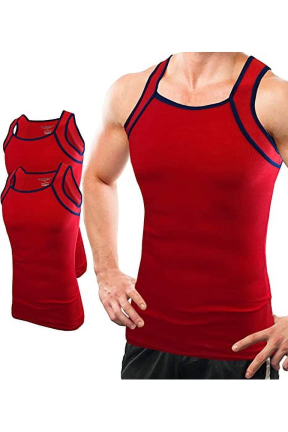 2 Pack Contrast Color G-Unit Tank Tops Muscle Rib Men Adult