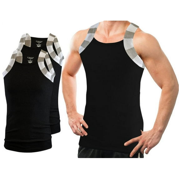Different Touch 2 Pack Male Regular Square Cut Two Ton Trim Tank Top
