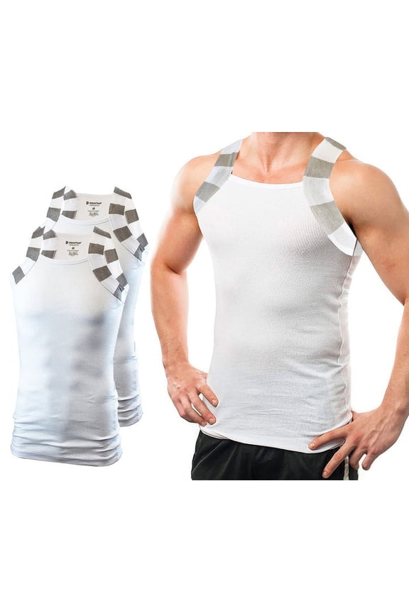 2 Pack Male Regular Square Cut Two Ton Trim Tank Top