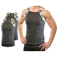 thumbnail image 1 of Different Touch 2 Pack Male Regular Square Cut Two Ton Trim Tank Top, 1 of 3