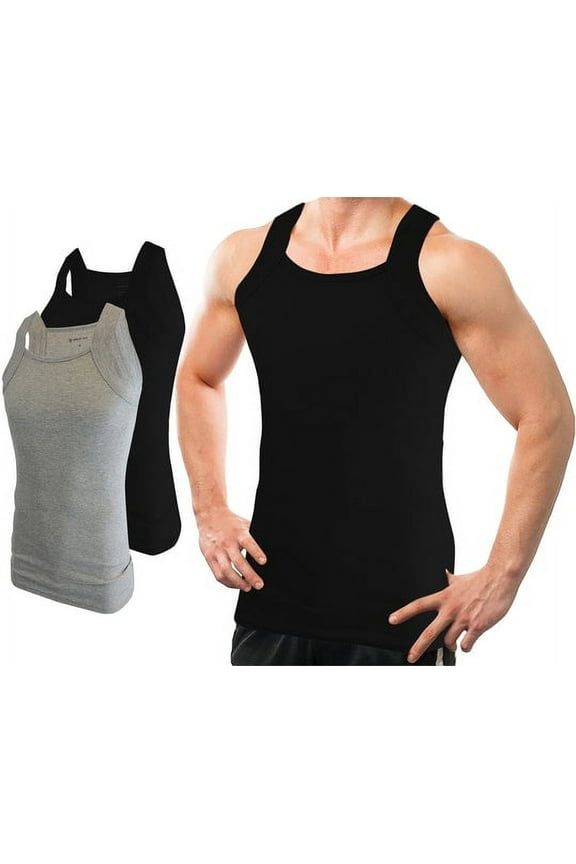 2 Pack Men G-Unit Style Square Cut Tank Top