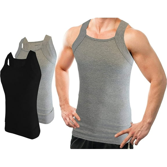 Different Touch 2 Pack Men G-Unit Style Square Cut Tank Top