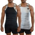 thumbnail image 1 of Different Touch 2 Pack Men Square Cut Two Ton Trim Tank Top, 1 of 1