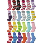 Different Touch 24 Pairs Women Wholesale Bulk lot Cozy Fuzzy Non Skid Slipper Socks