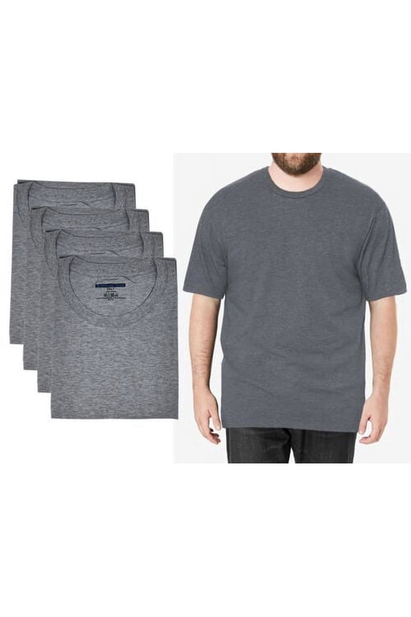 4 Pack Men BIG and TALL 100% Cotton Crew Neck Short Sleeve T-Shirts