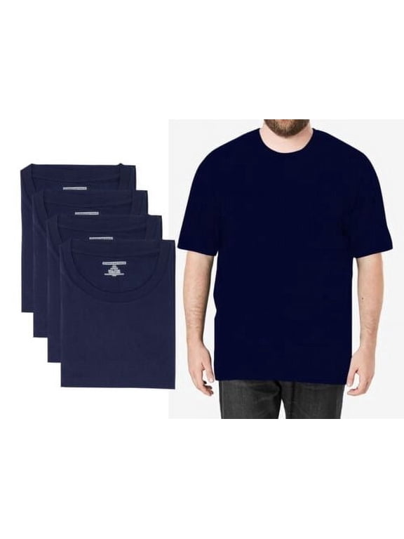 4 Pack Men BIG and TALL 100% Cotton Crew Neck Short Sleeve T-Shirts
