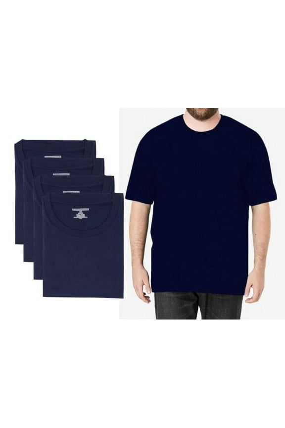 4 Pack Men BIG and TALL 100% Cotton Crew Neck Short Sleeve T-Shirts