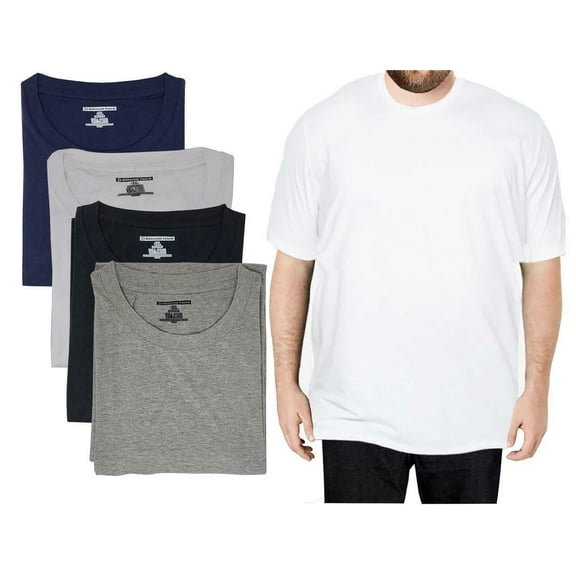 Different Touch 4 Pack Men Big and Tall 100% Cotton Crew Neck Short Sleeve T-Shirts