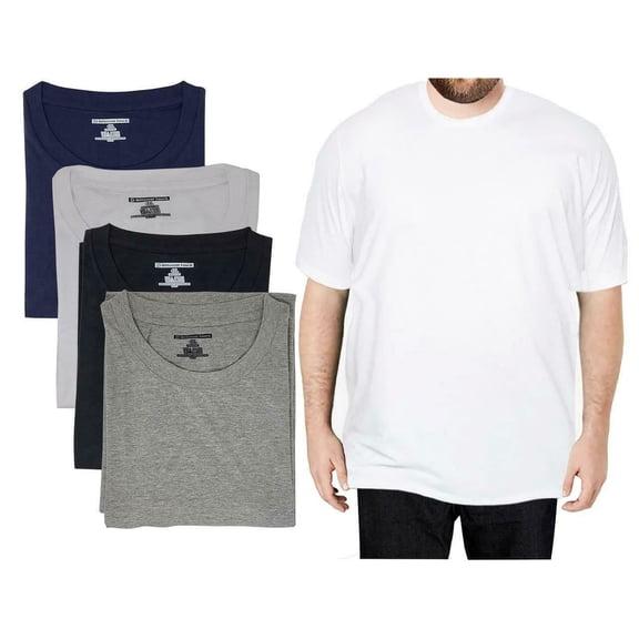 Different Touch 4 Pack Men Big and Tall 100% Cotton Crew Neck Short Sleeve T-Shirts