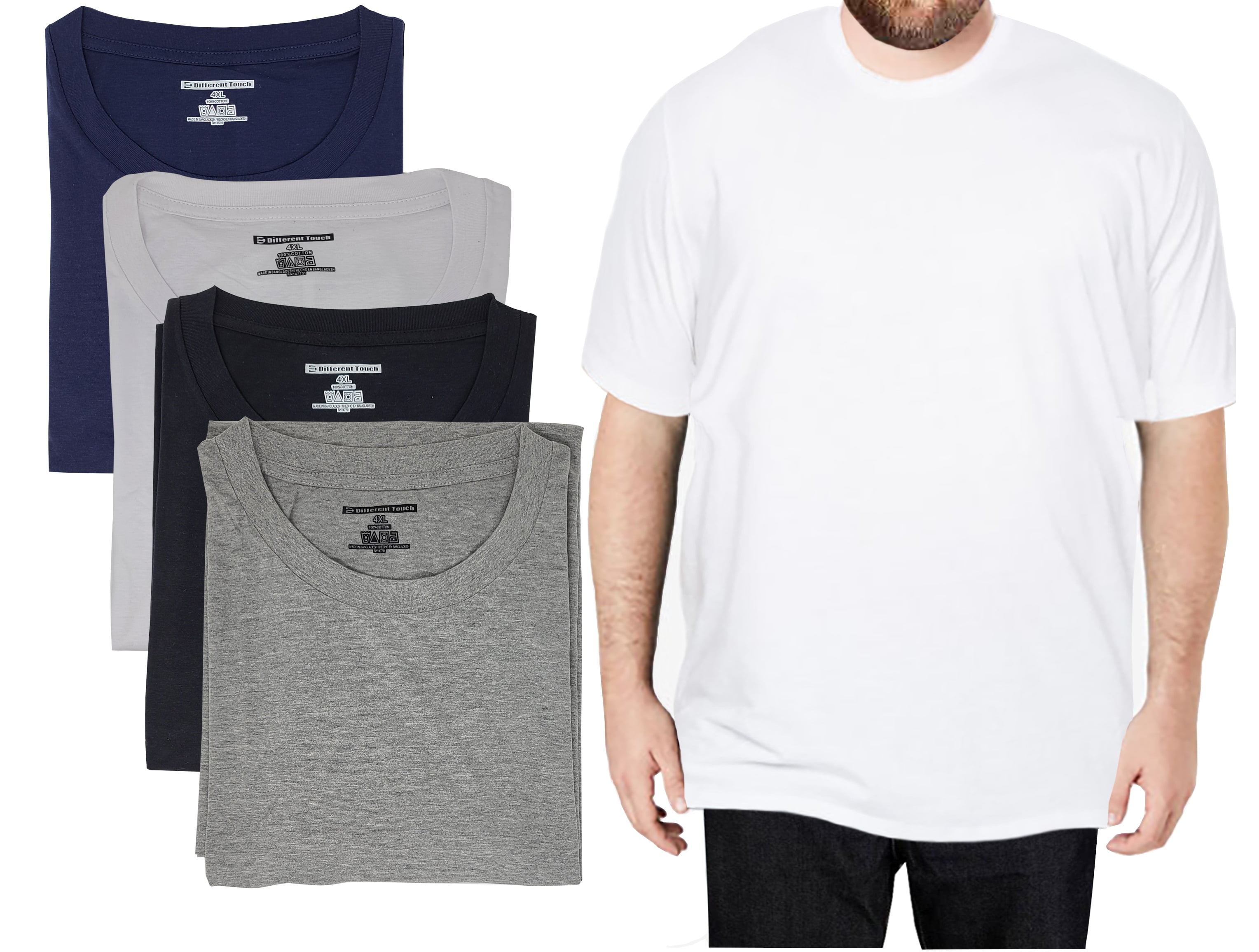 Different Touch 4 Pack Men Big and 100% Cotton Crew Neck Short T -Shirts - Walmart.com