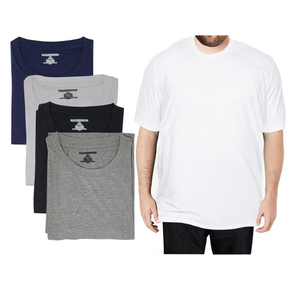 Different Touch 4 Pack Men Big and Tall 100% Cotton Crew Neck Short Sleeve T-Shirts