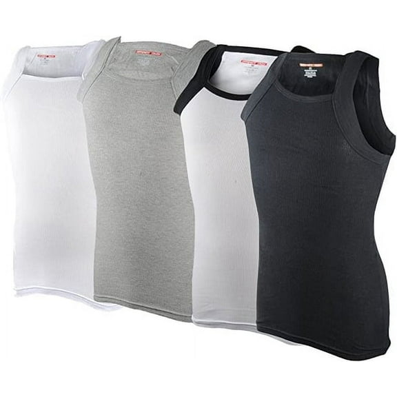 Different Touch 4 Pack Men's G-Unit Style Square Cut Muscle Rib Tank Tops