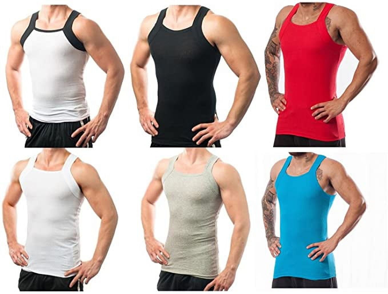 Different Touch 6 Pack Assorted Colors Square Cut Gunit Style Tank