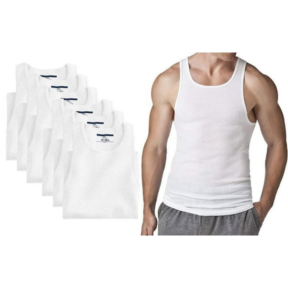 Different Touch 6 Pack Men's Big and Tall Muscle Ribbed Tank Tops A-Shirts Underwear Shirts