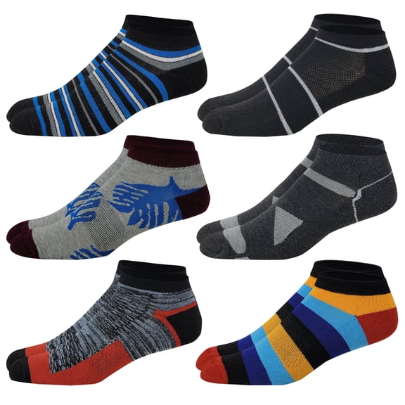 Different Touch 6 Pairs Men's Ankle Athletic Cushion Low Cut Sports Socks