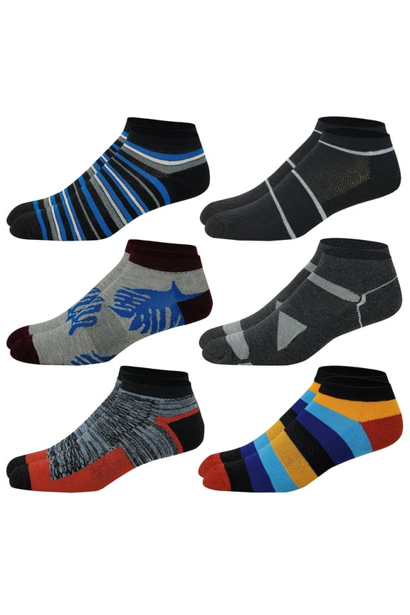 6 Pairs Men's Ankle Athletic Cushion Low Cut Sports Socks