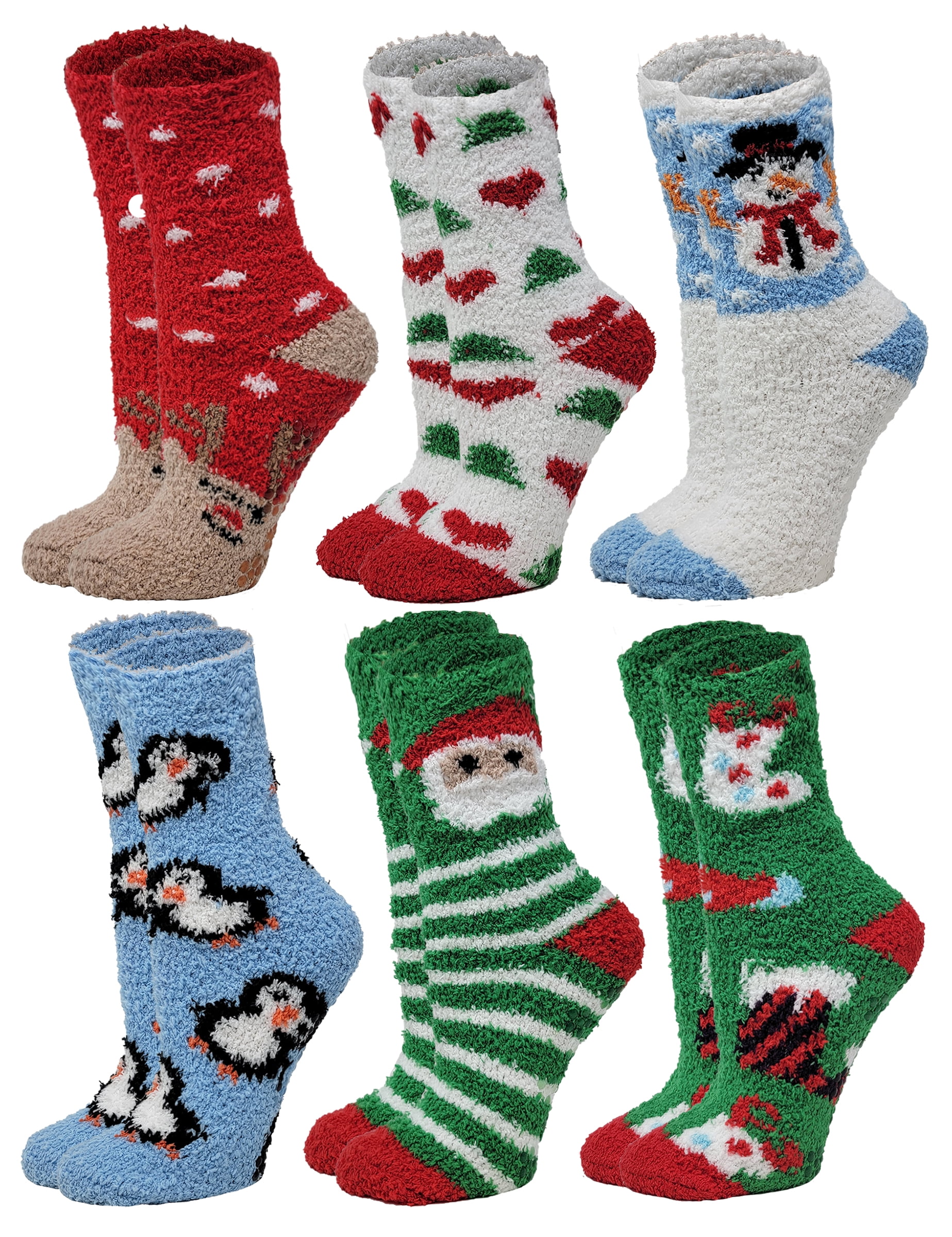 Different Touch 6 Pairs Pack Women Christmas Holidays Soft Non Skid ...
