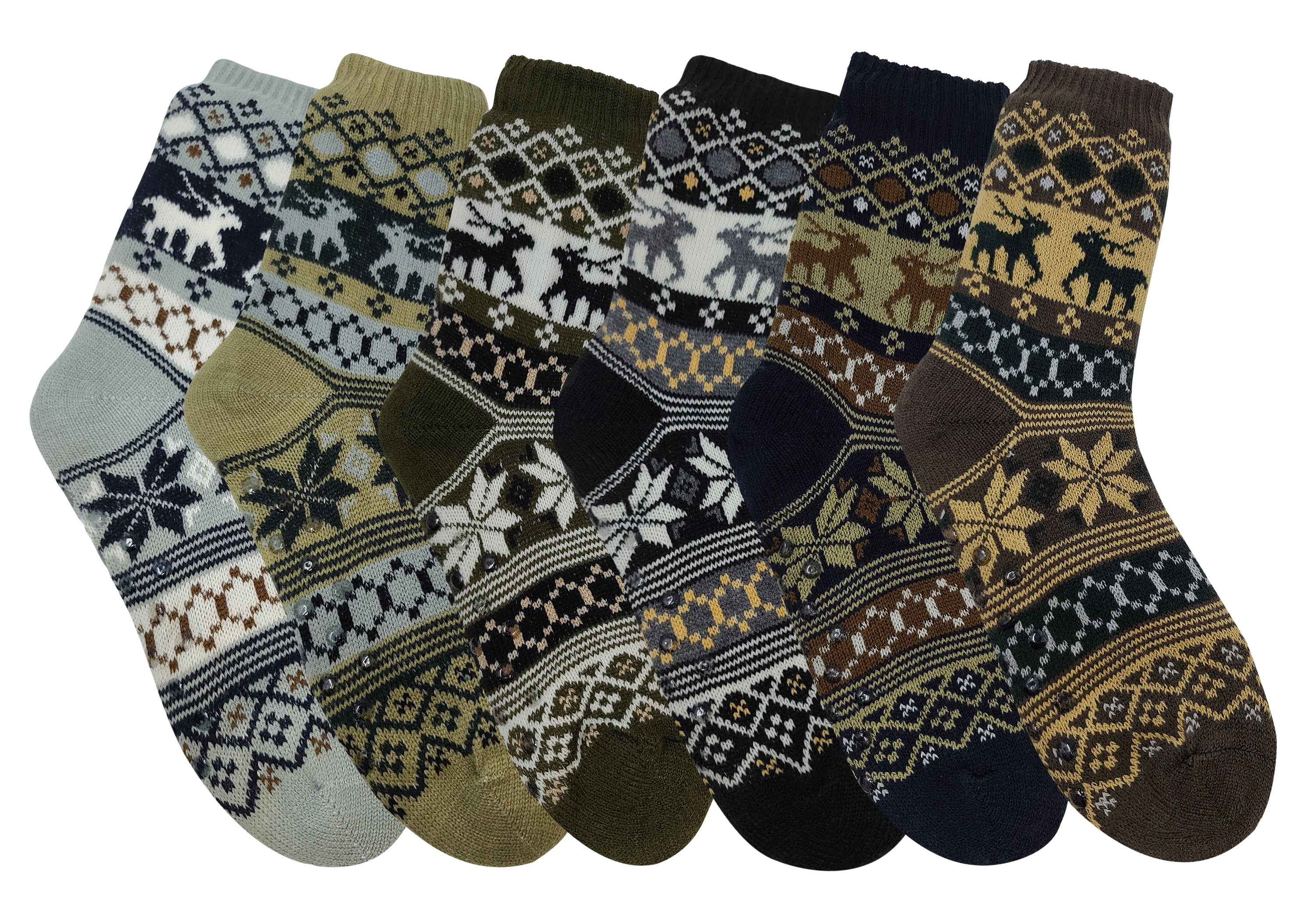 Different Touch 6 Pairs Sherpa Fleece Lined Home Non Skid Winter Home