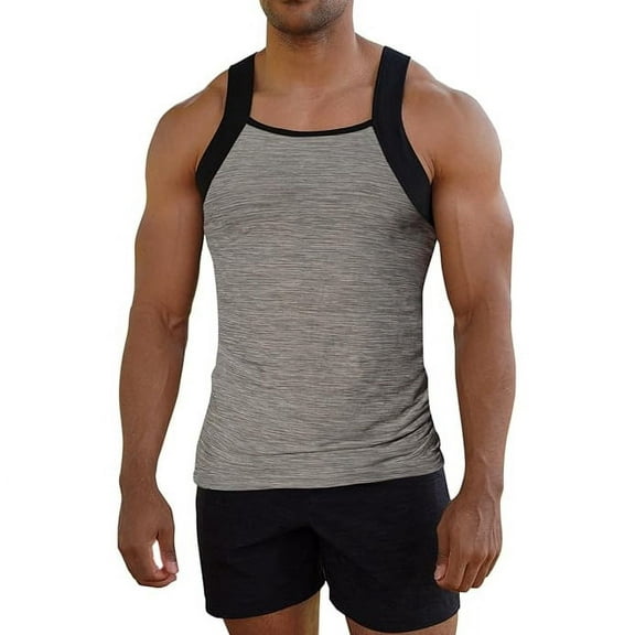Different Touch Dry Fit Square Cut Style Contrast Color Tank Tops for Men