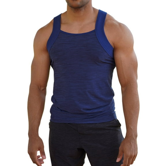 Different Touch Dry Fit Square Cut Style Contrast Color Tank Tops for Men