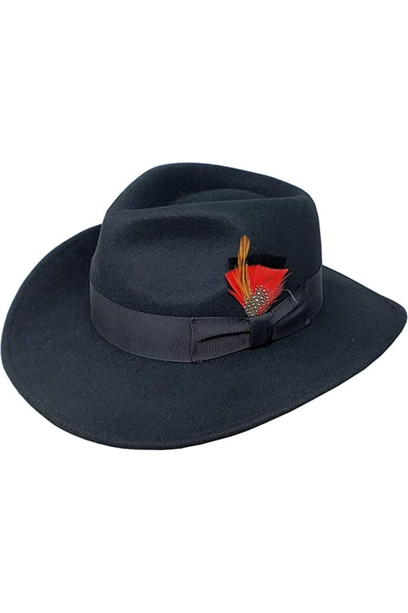Indiana Jones Outback Cowboy Crushable Wool Black Fedora Hats