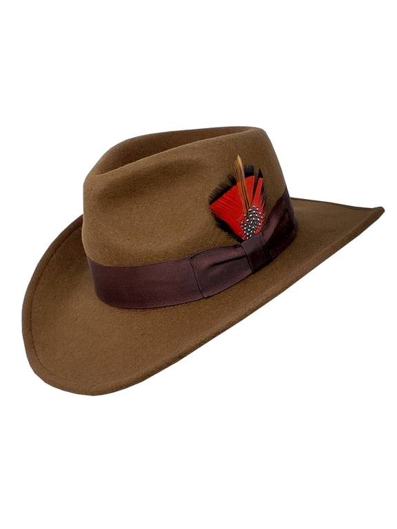 Indiana Jones Outback Cowboy Crushable Wool Brown Fedora Hats