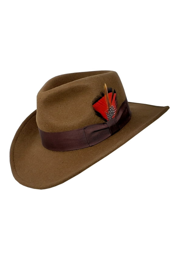 Indiana Jones Outback Cowboy Crushable Wool Brown Fedora Hats