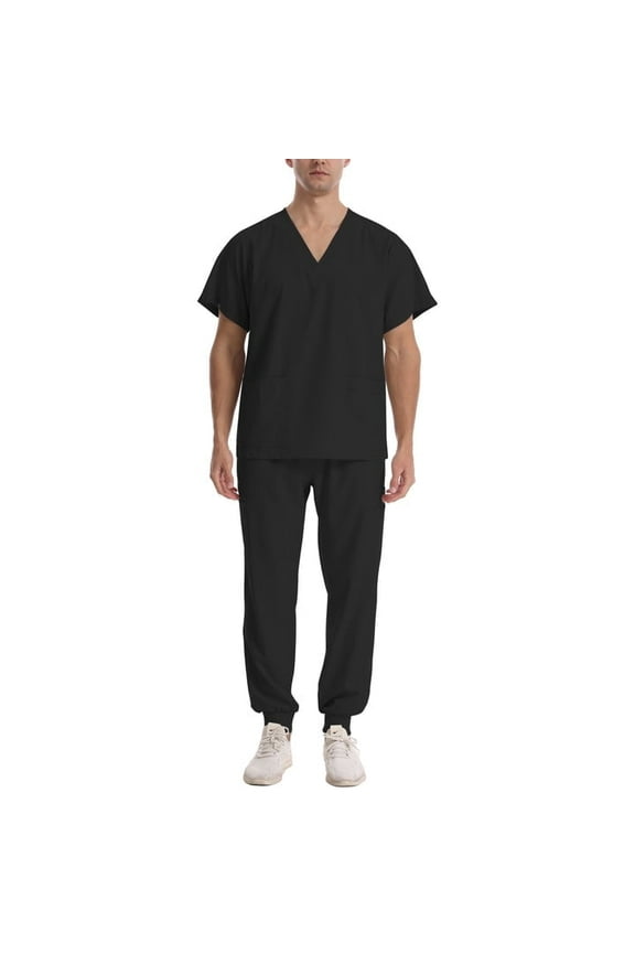 Medical Scrubs Set for Men, V-Neck Top and Jogger Pants