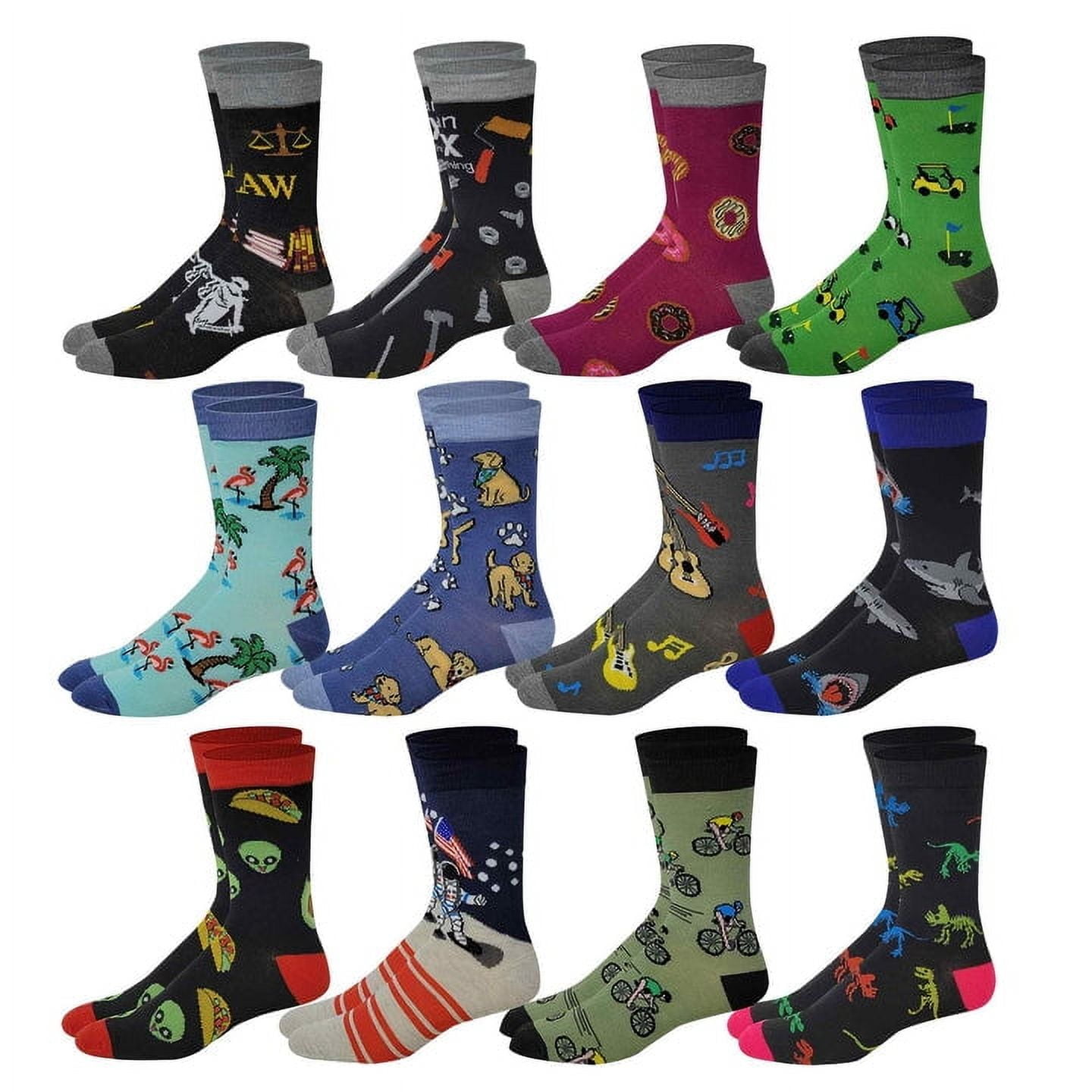 DIFFERENT TOUCH Men Colorful Assorted Hobbie Novelty Design Dress Socks 10-13