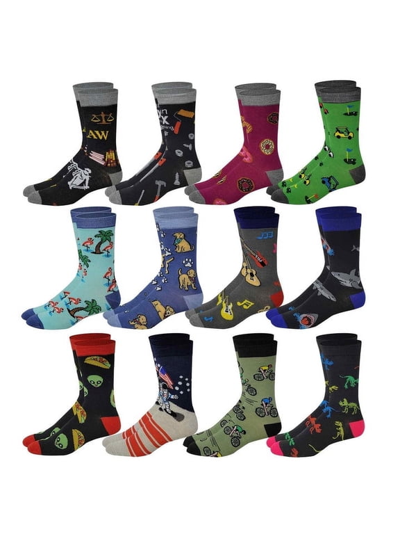 Men Colorful Assorted Hobbie Novelty Design Dress Socks 10-13