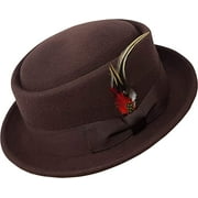 Different Touch Men Women Crushable Wool Felt Pork Pie Fedora Hats with Feather