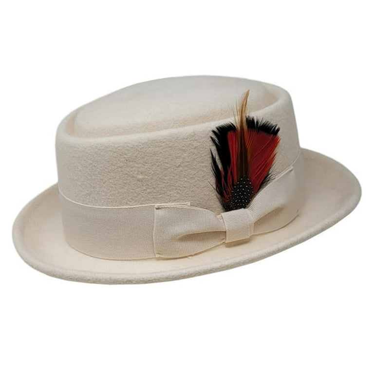 For Women Pork Pie Fedora Hat Big Size Paper Straw Brim (Fits L