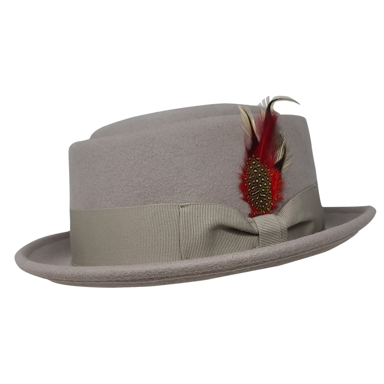 Wool Felt Pork Pie Fedora Hat with Ribbon Bow Dome and Flat Brim Classic Church 41S9Ot9vA1L._AC_UY350_.jpg main image 2