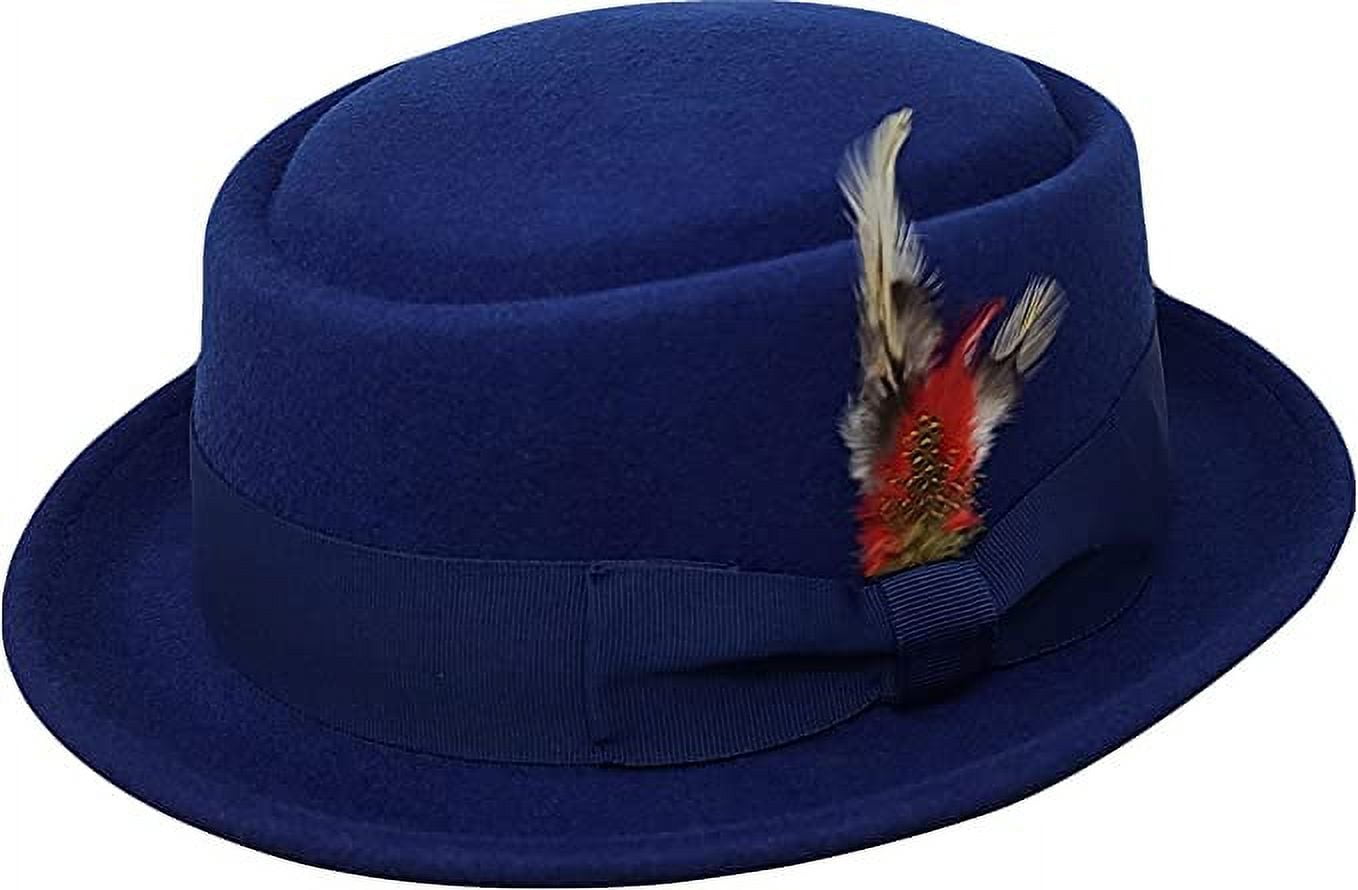 Wool Felt Pork Pie Fedora Hat with Ribbon Bow Dome and Flat Brim Classic Church Different Touch Men Women Crushable Wool Felt Pork Pie  main image 3