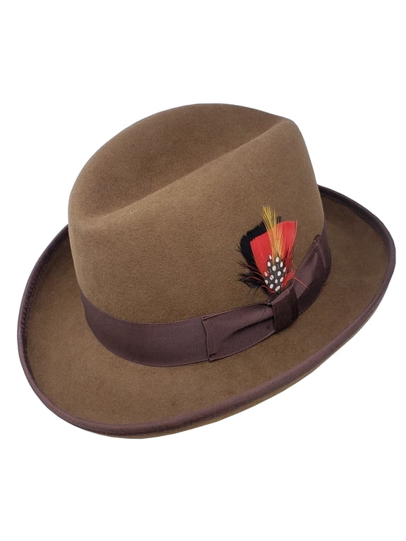 Men's 100% Wool Felt Homburg Style Godfather Hats