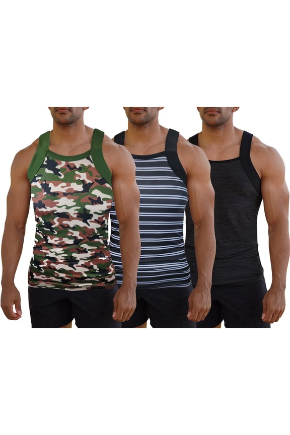 Men's 3 Pack Dry Fit Square Cut Tank Tops